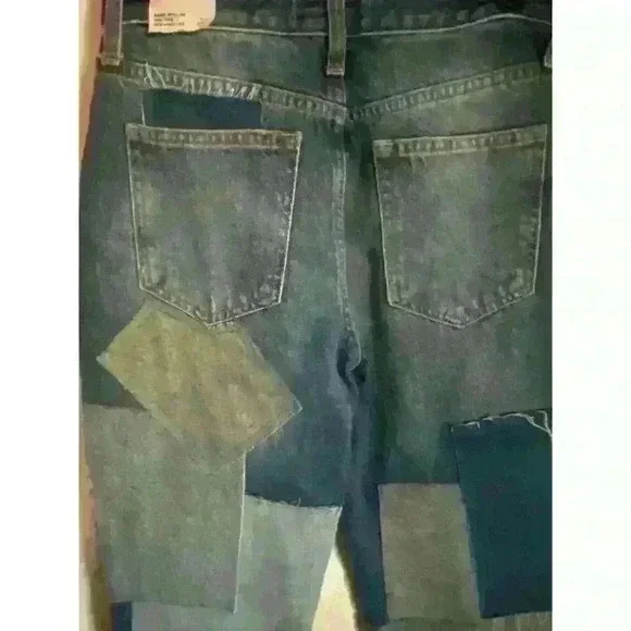 Free People We The Free Bare With Me Patchwork Boho Hippie Novelty Jeans 24 - Picture 4 of 16